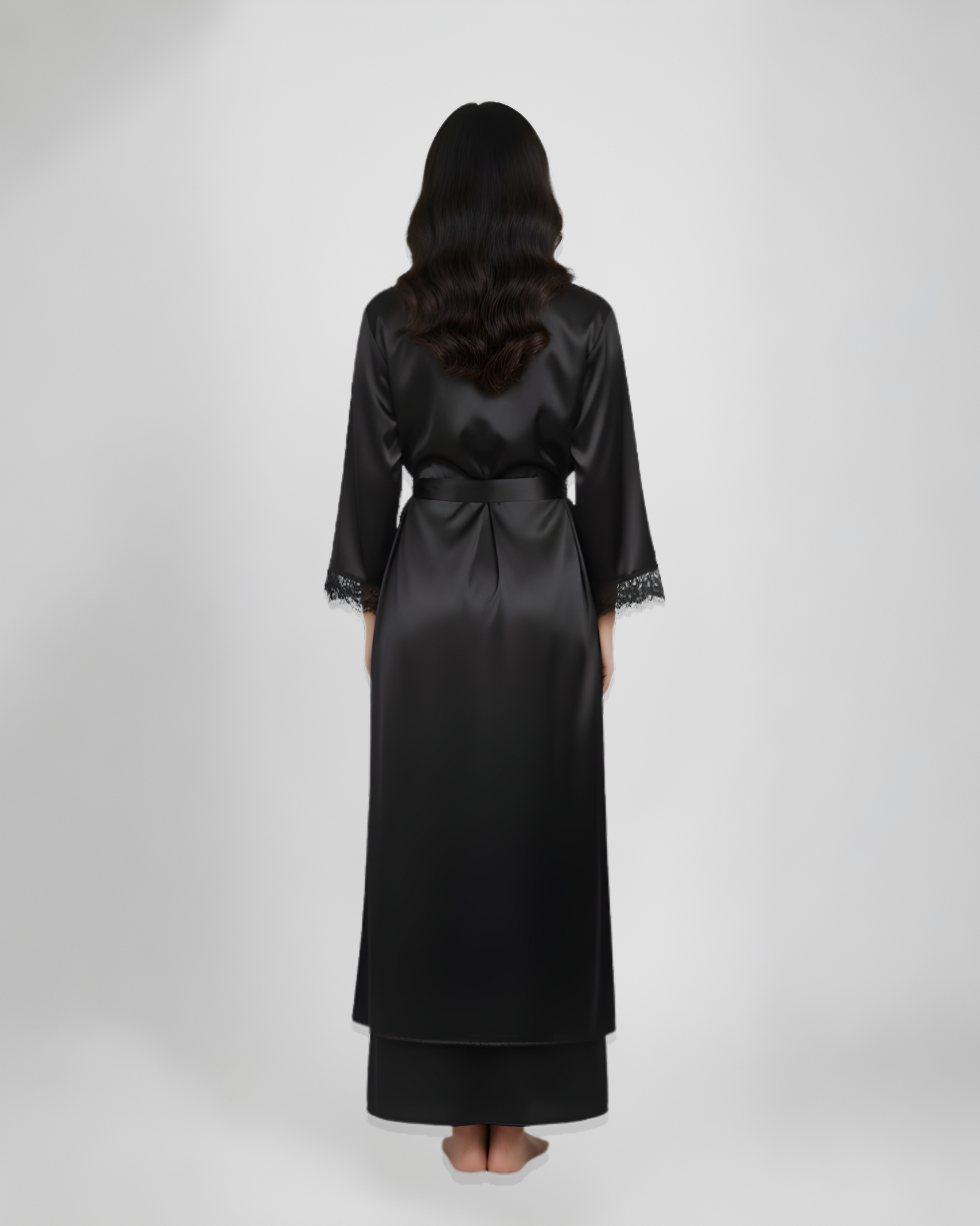 3-Piece Elegant Long Gown Set – Luxury Nightwear with Robe & Inner