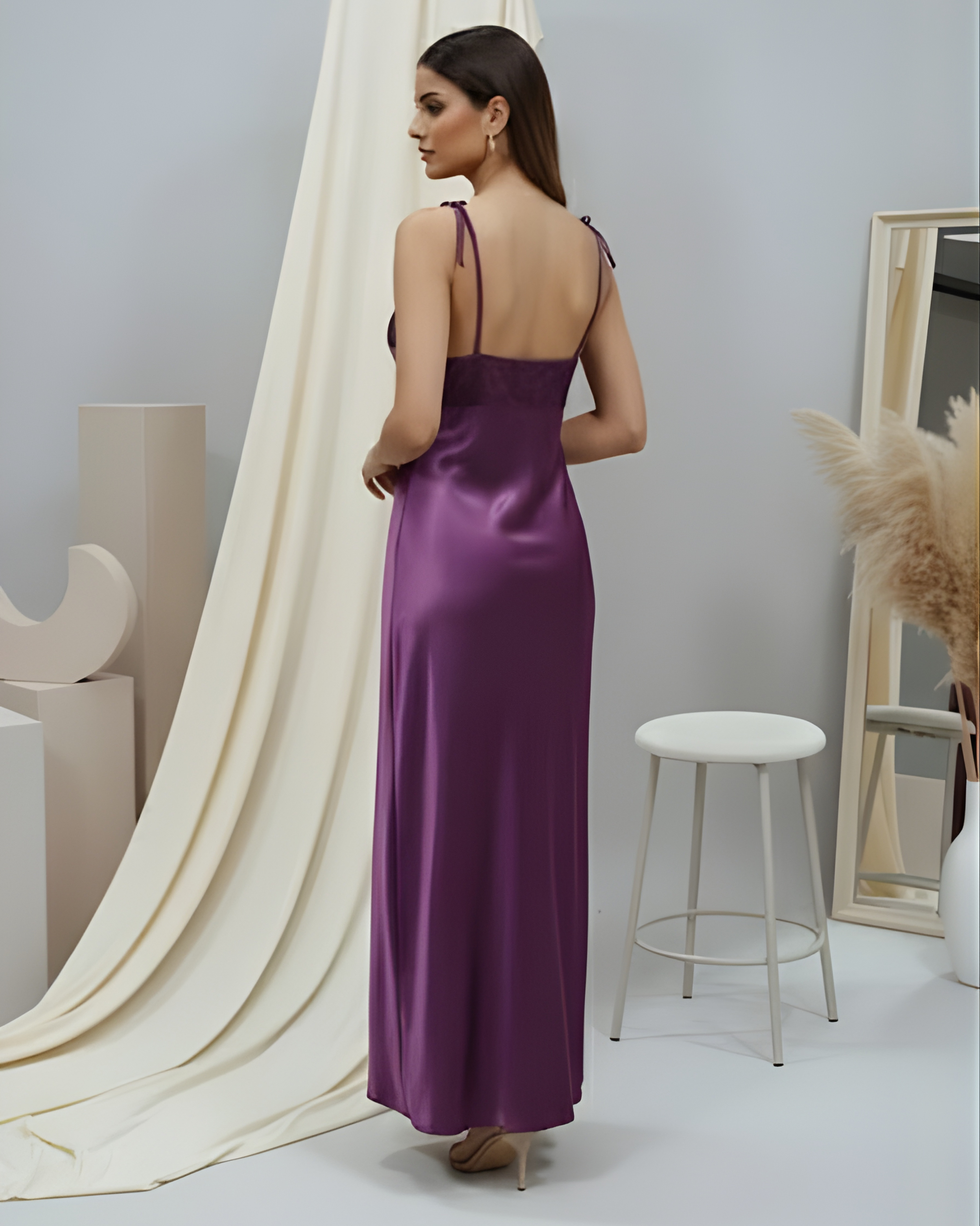 Elegant Long Nighty – Soft, Flowing & Effortlessly Seductive