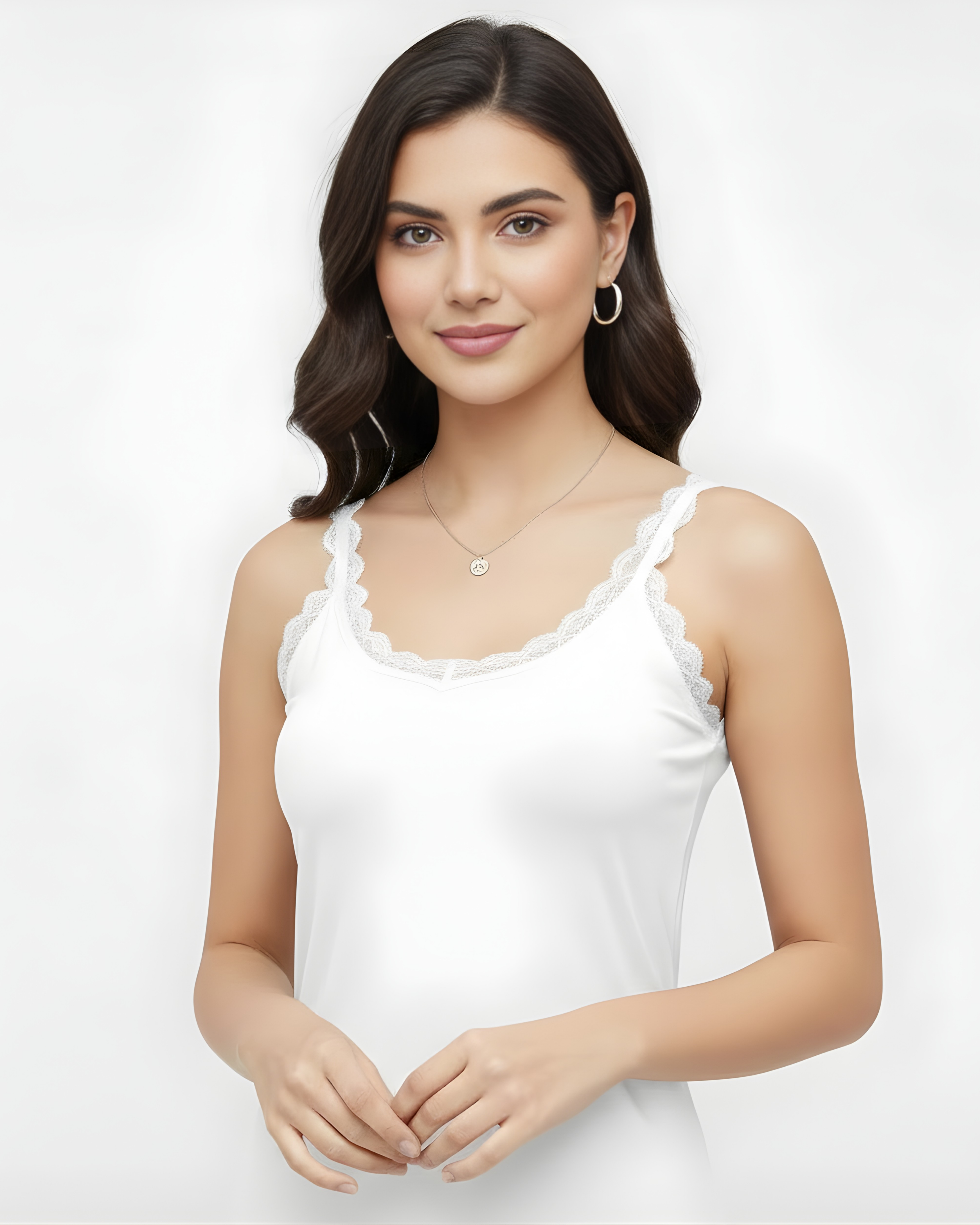 Lace Trim Cotton Soft Stretchy Tank Tops