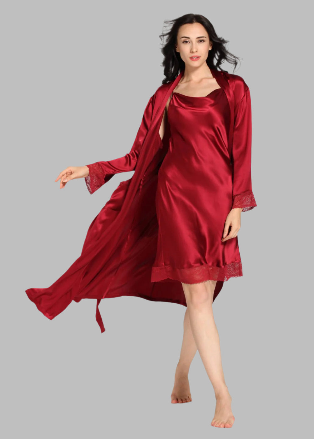 Bottom Lace Short Gownset