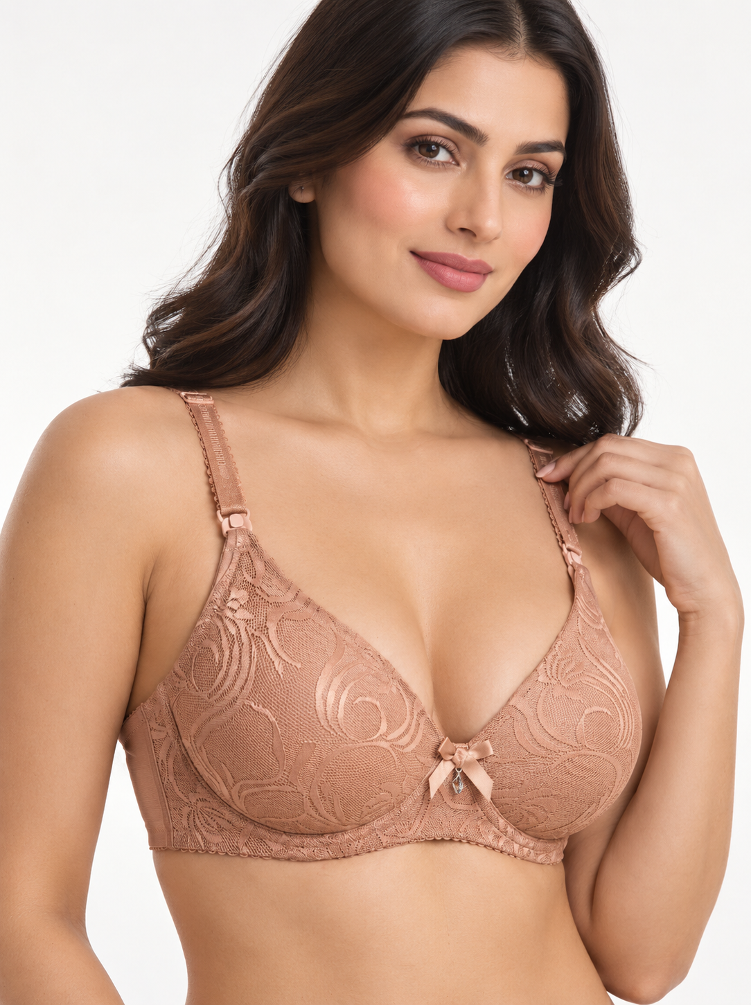 Half cup lace nonwire bra