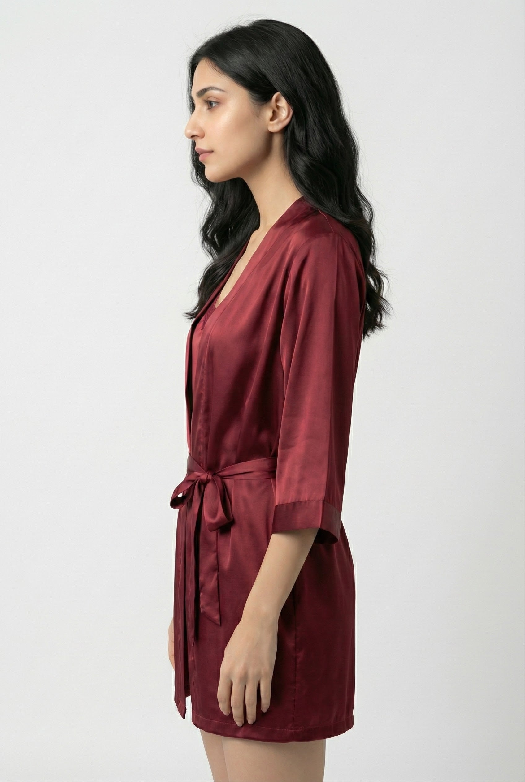 Desires 3 Pc paradise found silk short & Short gown set