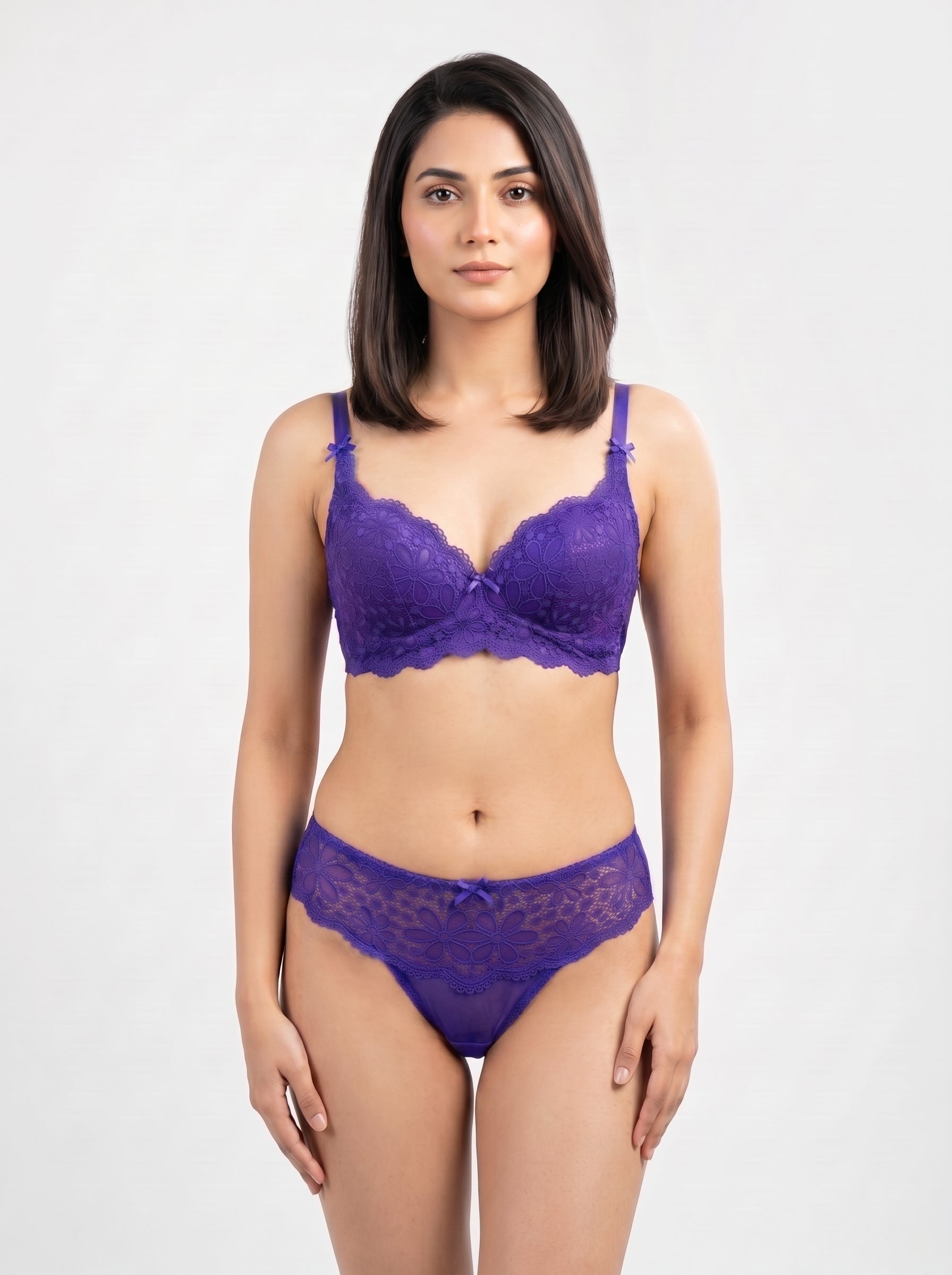 Luxury Floral Lace Bra & Panty Set – Soft, Elegant & Comfortable Lingerie for Women