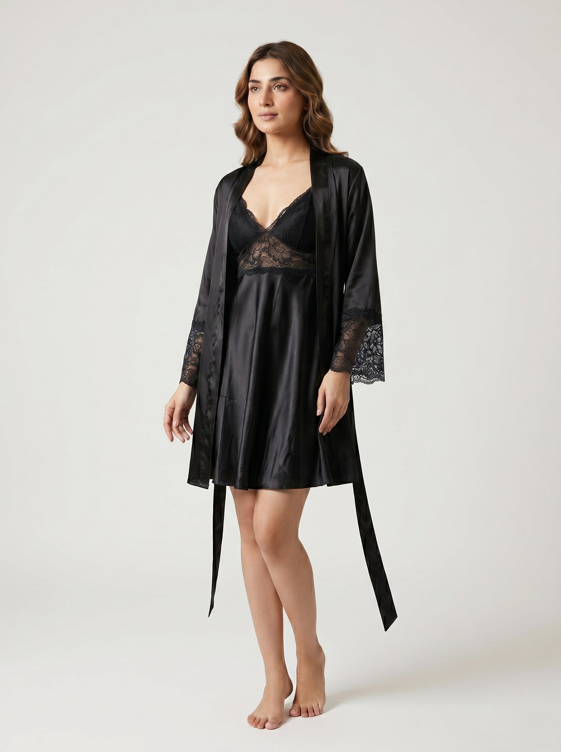 Desires Premium Women's Short Nighty with gown – Soft & Comfortable Luxury Sleepwear