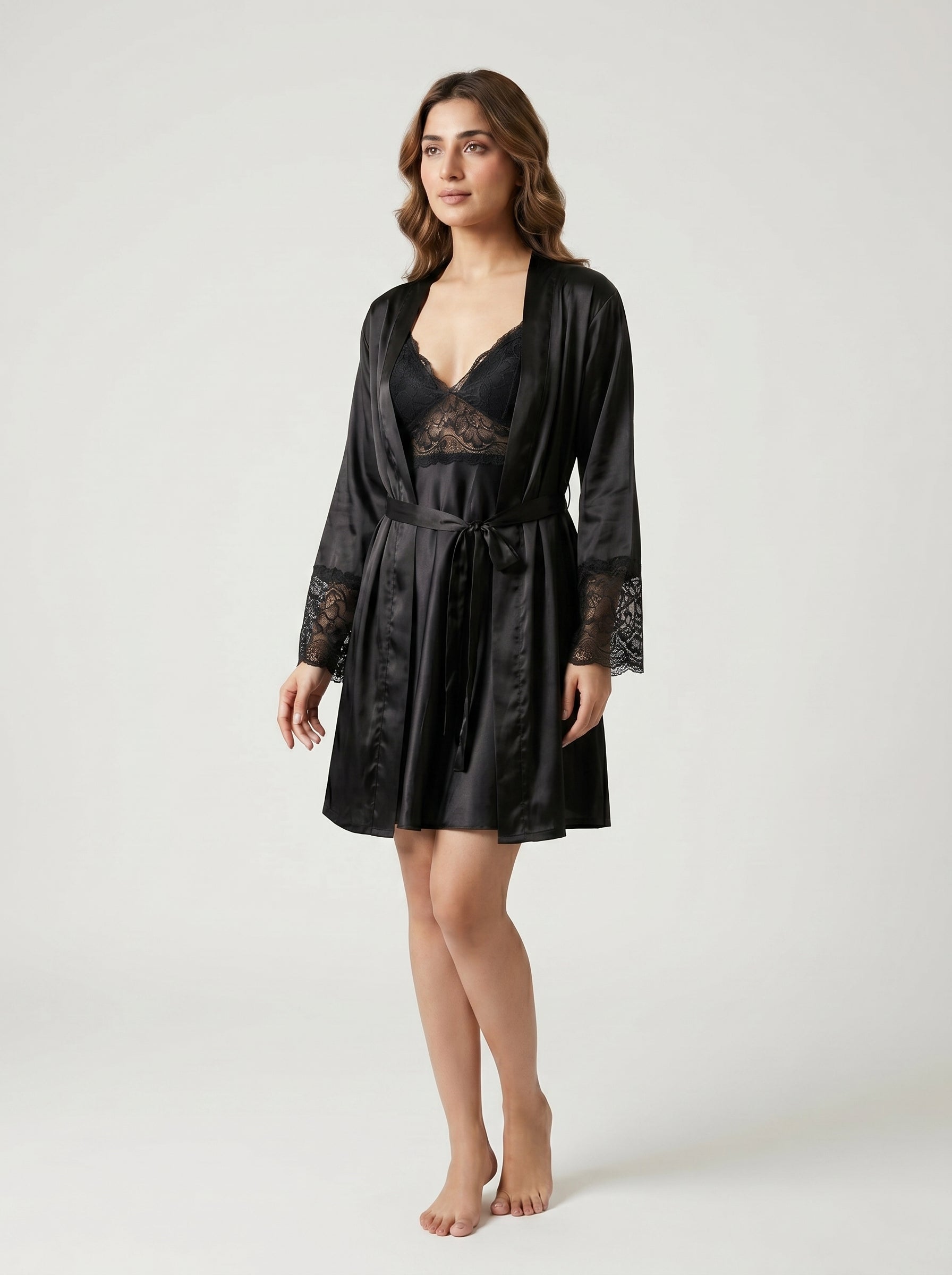 Desires Premium Women's Short Nighty with gown – Soft & Comfortable Luxury Sleepwear