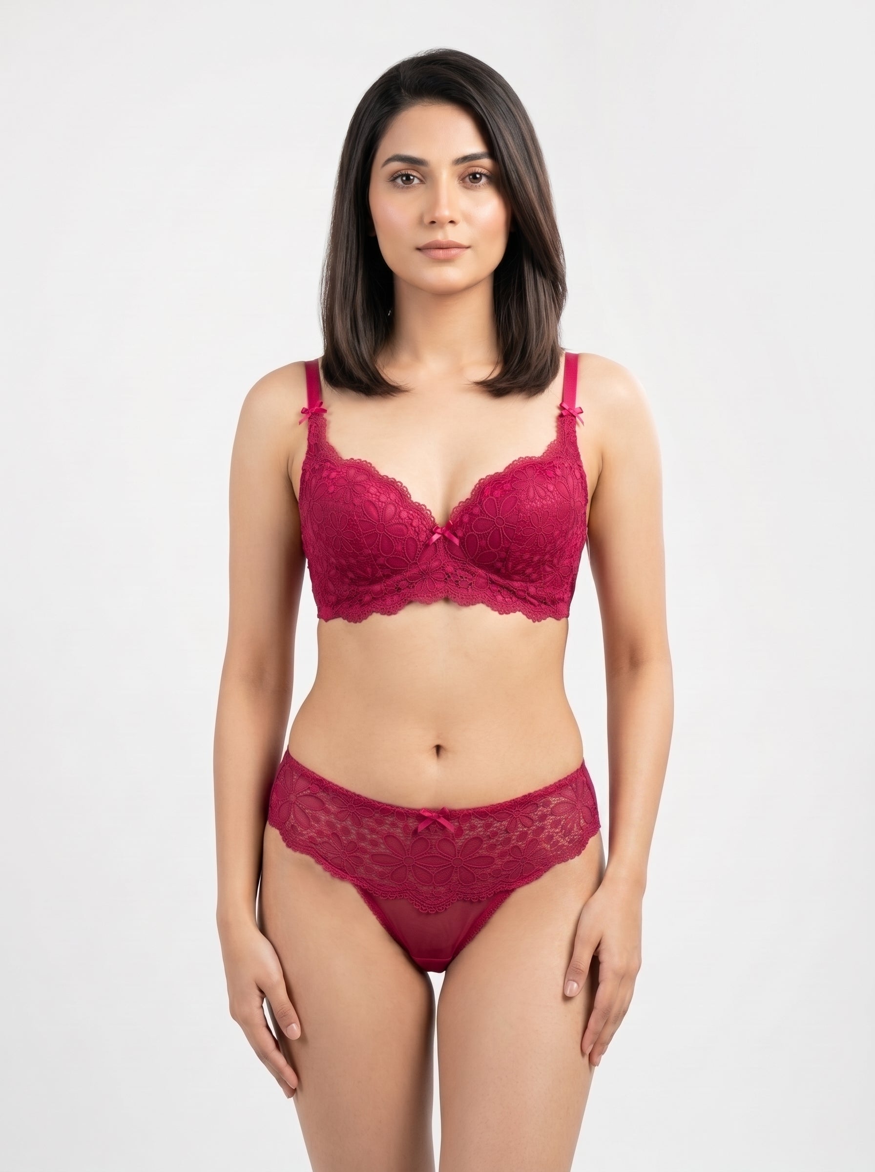 Luxury Floral Lace Bra & Panty Set – Soft, Elegant & Comfortable Lingerie for Women