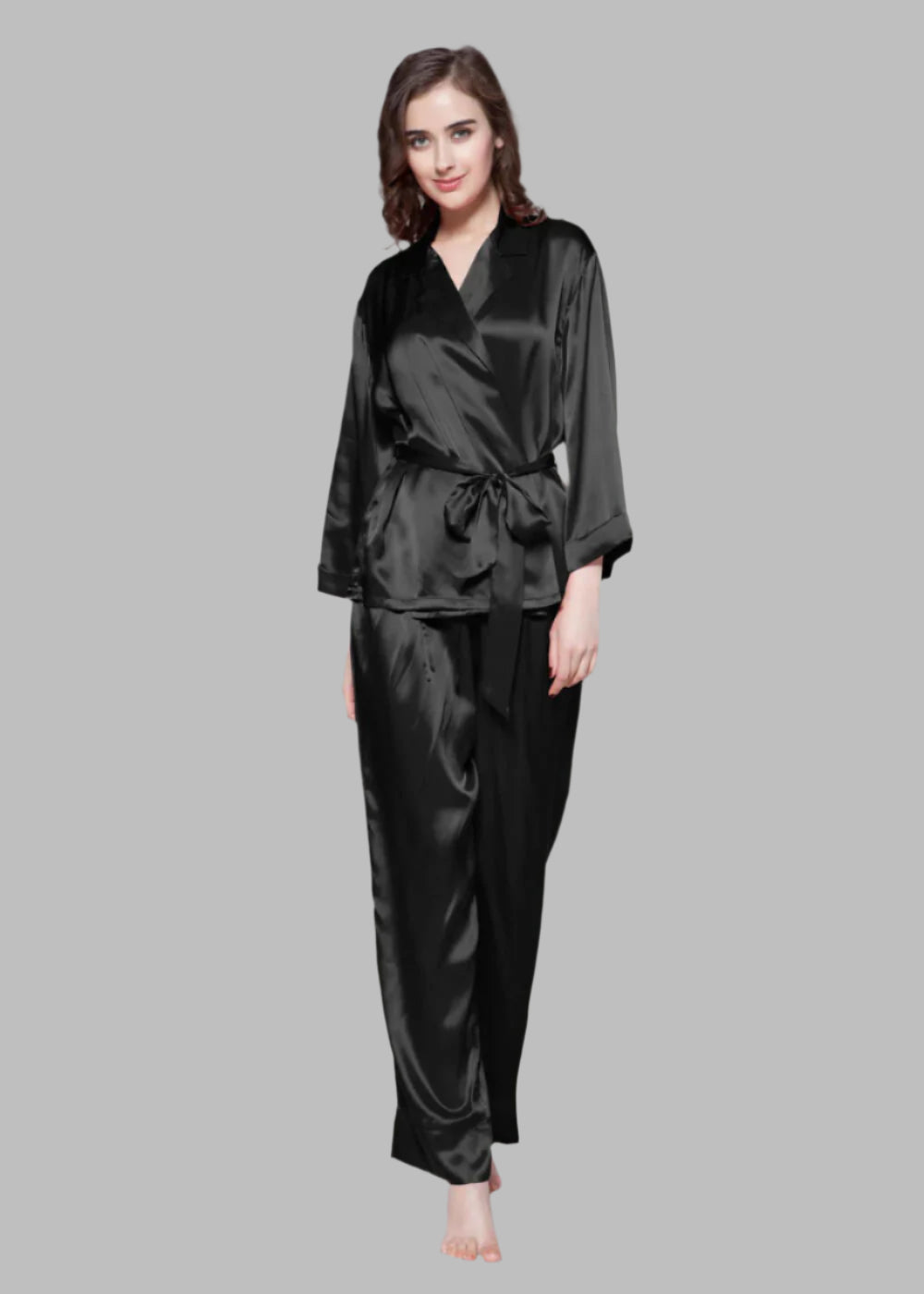 2 Pc Fold Over classic short robe & pj set