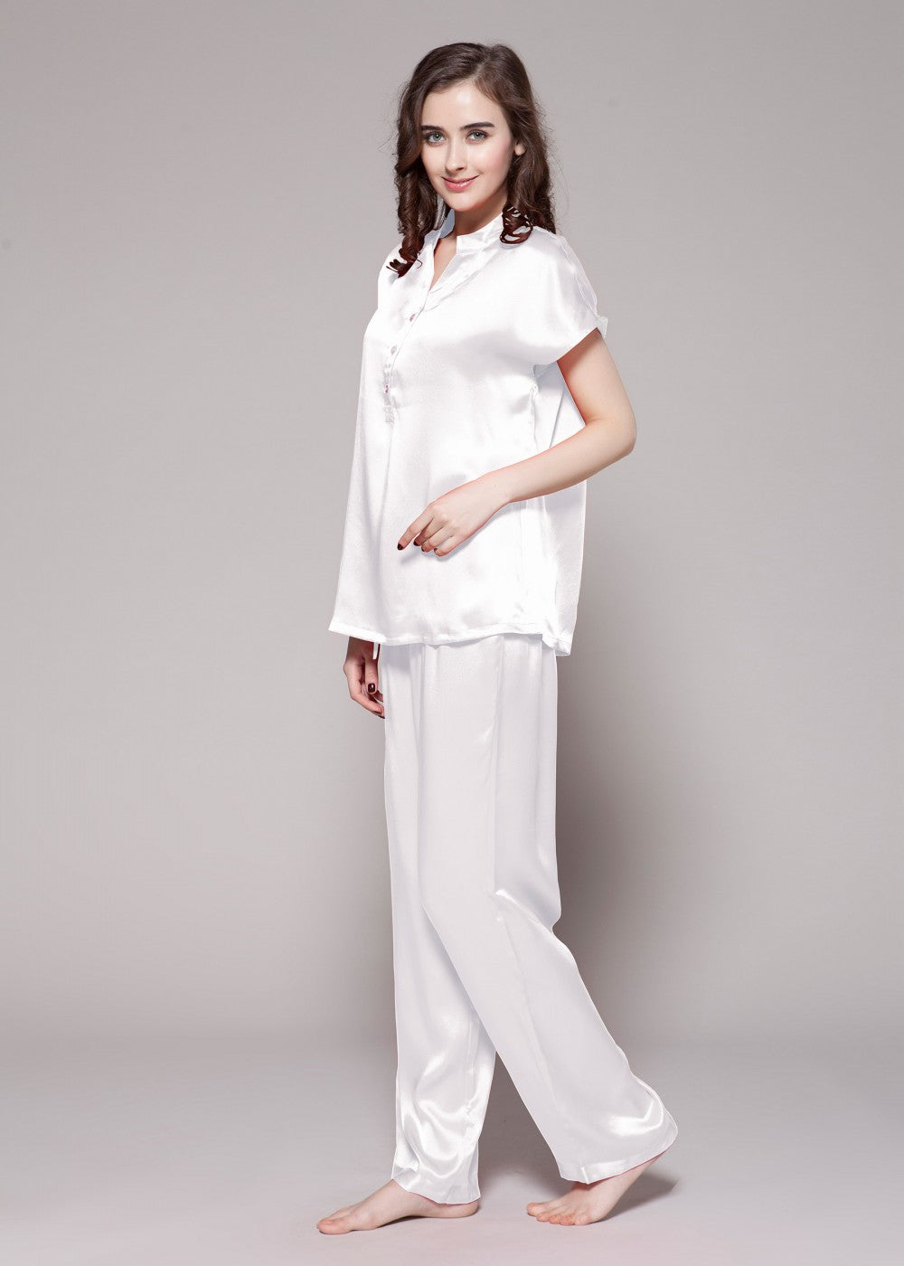 2 Pc Half Buttoned Front Pajamas Set